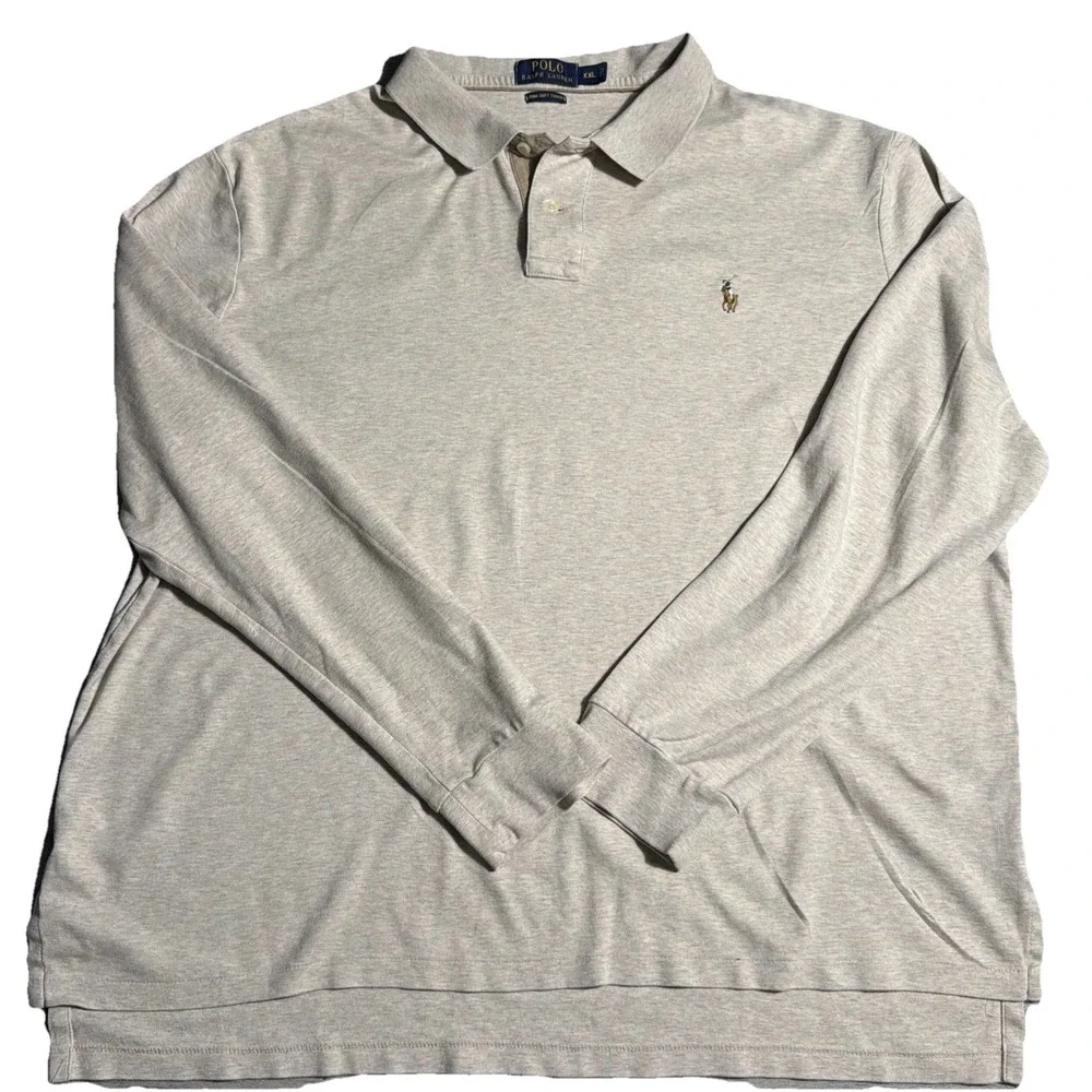 Polo Ralph Lauren Long Sleeve Polo Shirt Cream Tan XXL Pima Soft Touch Cotton